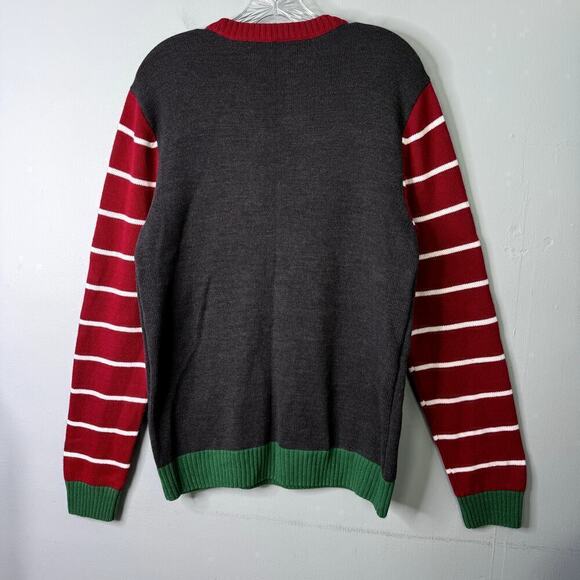 Ugly Christmas Sweater ELf Yourself Unisex Crewneck Sweater Gray Red Green Sz L - Picture 7 of 9